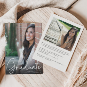 Trendy Script Overlay Two Photo Afstuderen Announ Aankondiging