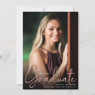 Trendy Script Overlay Two Photo Afstuderen Announ Aankondiging