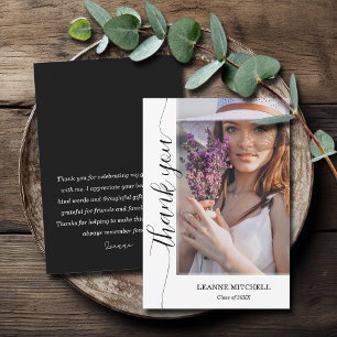 Trendy Script Photo Afstuderen Bedankkaart