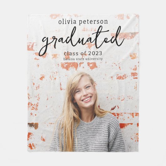 Trendy Script Photo Afstuderen Fleece Deken (Voorkant)