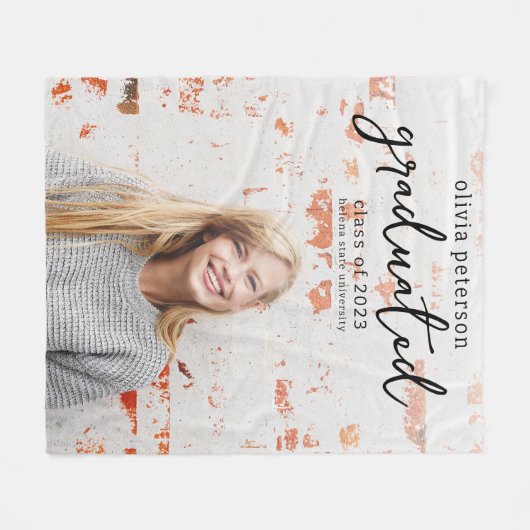 Trendy Script Photo Afstuderen Fleece Deken (Voorkant (Horizontaal))