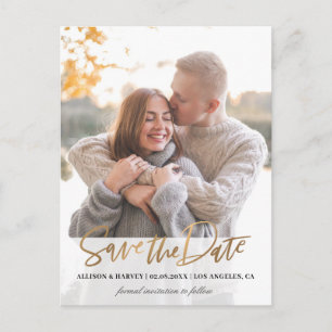 Trendy script slaat de datum op briefkaart