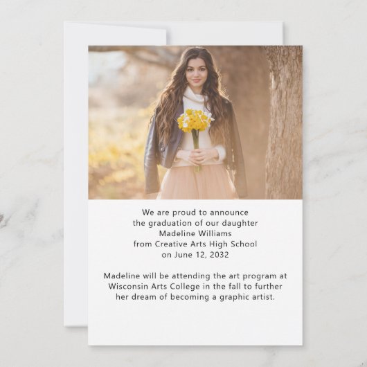 Trendy Script Two Photo Afstuderen Announounance Aankondiging (Achterkant)