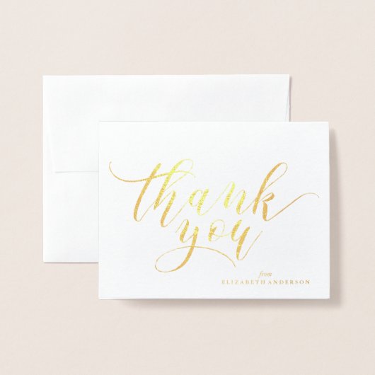 Trendy Script Typografie "Dank u" Folie Kaarten (Voorkant met envelop)