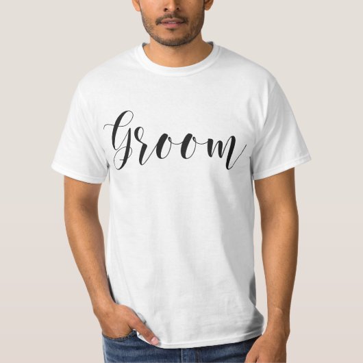 Trendy Script Typography Groom T-shirt (Voorkant)