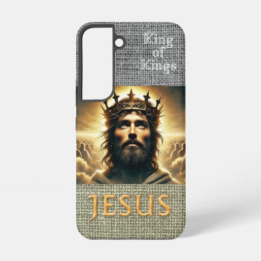 Trendy Scripture Hessian Jesus Gold King Samsung Galaxy Hoesje (Achterkant)