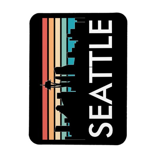 Trendy Seattle Washington Retro Sunset Skyline Magneet (Verticaal)