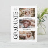 Trendy Serif Meerdere Foto Afstuderen Aankondiging (Staand voorkant)