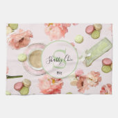 Trendy Shabby Chic Peonies and Macarons Set Theedoek (Horizontaal)