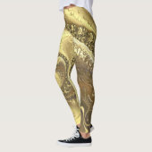 Trendy Shades of Gold Fractal Swirls Pattern Leggings (Links)