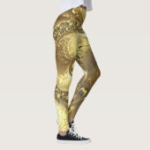 Trendy Shades of Gold Fractal Swirls Pattern Leggings (Rechts)