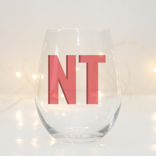 Trendy Shadow Monogram Bruiloft Gepersonaliseerd S Wijnglas Zonder Voet