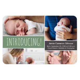 Trendy Shale Green introduceert babyjongetfoto's Magneet