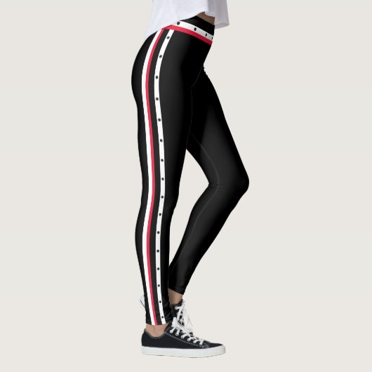 Trendy Side Stripe Mode Red White Black Stippen Leggings (Rechts)