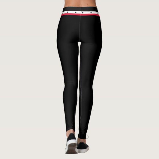 Trendy Side Stripe Mode Red White Black Stippen Leggings (Achterkant)