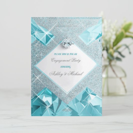 Trendy sieraden turquoise glinstert verfijnd kaart (Staand voorkant)