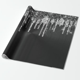 Trendy Silver Black Glitter drukt grafisch af Cadeaupapier