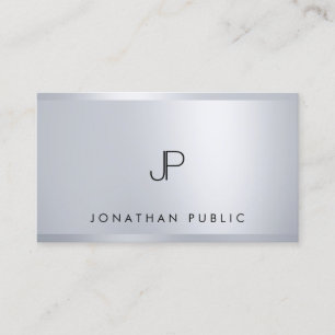 Trendy Silver Elegant Monogram Moderne Sjabloon Visitekaartje