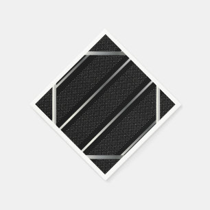 Trendy Silver Geometric Pattern Black Stylish Art Servet