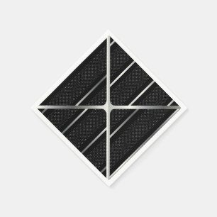 Trendy Silver Geometric Pattern Black Stylish Art Servet