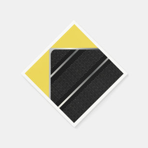 Trendy Silver Geometric Pattern Black Stylish Art Servet