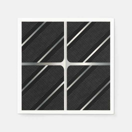 Trendy Silver Geometric Pattern Black Stylish Art Servet (Voorkant)