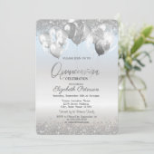 Trendy Silver Glitter Diamonds ballonnen Kaart (Staand voorkant)