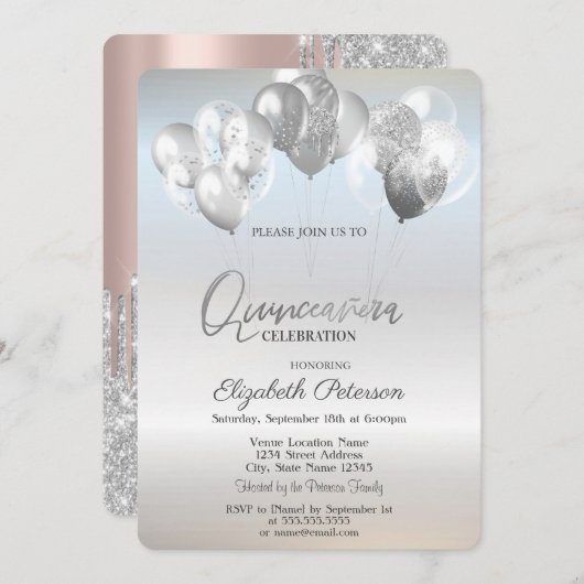 Trendy Silver Glitter Drivers Ballons Kaart (Voorkant / Achterkant)