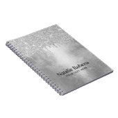 Trendy Silver Glitter drukt aluminium textuur Notitieboek (Rechterzijde)