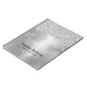 Trendy Silver Glitter drukt aluminium textuur Notitieboek (Linkerzijde)