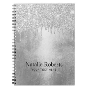 Trendy Silver Glitter drukt aluminium textuur Notitieboek