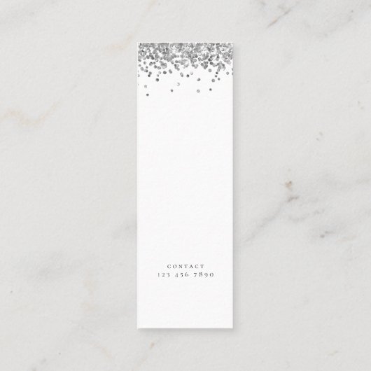 Trendy Silver Glitter Foto 2024 Afstuderen Contactkaartje (Achterkant)