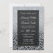 Trendy Silver Glitter & Leopard Ombre Black Print Kaart (Voorkant)