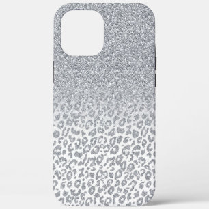 Trendy Silver Glitter & Leopard Print Ombre Design iPhone 12 Pro Max Hoesje