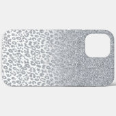 Trendy Silver Glitter & Leopard Print Ombre Design Case-Mate iPhone Case (Achterkant (horizontaal))