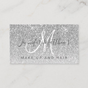 Trendy Silver Glitter Makeup Artist Hair Salon Visitekaartje