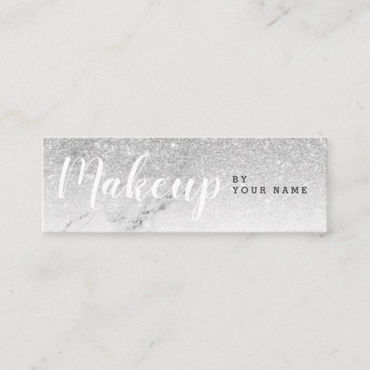 Trendy Silver Glitter Marble Mini Visitekaartje (Voorkant)