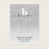 Trendy Silver Glitter Monogram Hair Clip Display Visitekaartje (Voorkant)