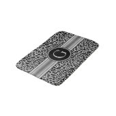 Trendy Silver Leopard Pattern en Monogram Badmat (Gekanteld)