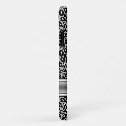 Trendy Silver Leopard Pattern en Monogram Case-Mate iPhone Case (Achterkant/rechts)