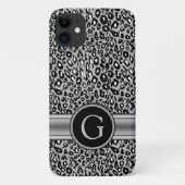 Trendy Silver Leopard Pattern en Monogram Case-Mate iPhone Case (Achterkant)