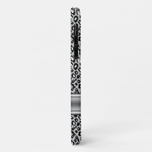 Trendy Silver Leopard Pattern en Monogram Case-Mate iPhone Case (Achterkant/links)