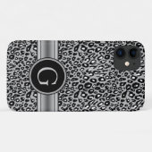 Trendy Silver Leopard Pattern en Monogram Case-Mate iPhone Case (Achterkant (horizontaal))