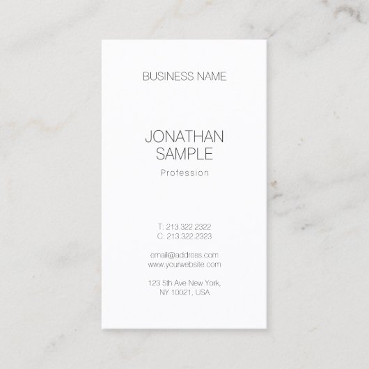 Trendy Simple Design Elegant Vertical Sjabloon Bov Visitekaartje (Voorkant)