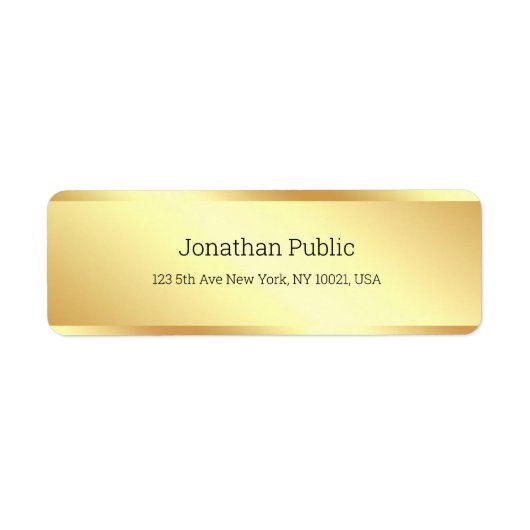 Trendy Simple Design Gold Sjabloon Elegant Moderne Etiket (Voorkant)
