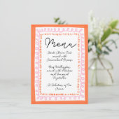 Trendy Sinaasappel en Roze Squiggle Wavy Border Me Menu (Staand voorkant)