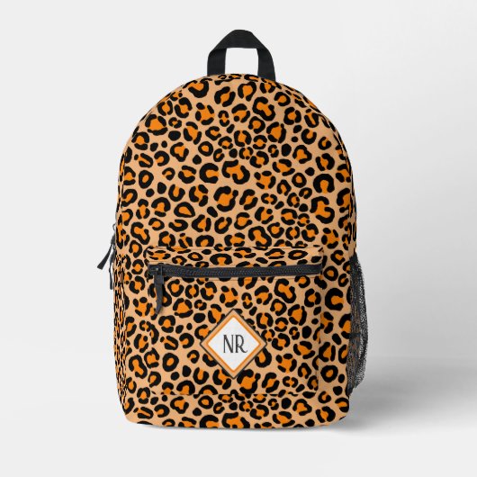 Trendy Sinaasappel Luipaard Patroon Cheetah Print  Bedrukte Rugzak (Voorkant)