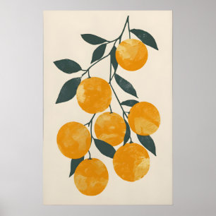 Trendy Sinaasappels Digitale Kunstprint - Minimali Poster