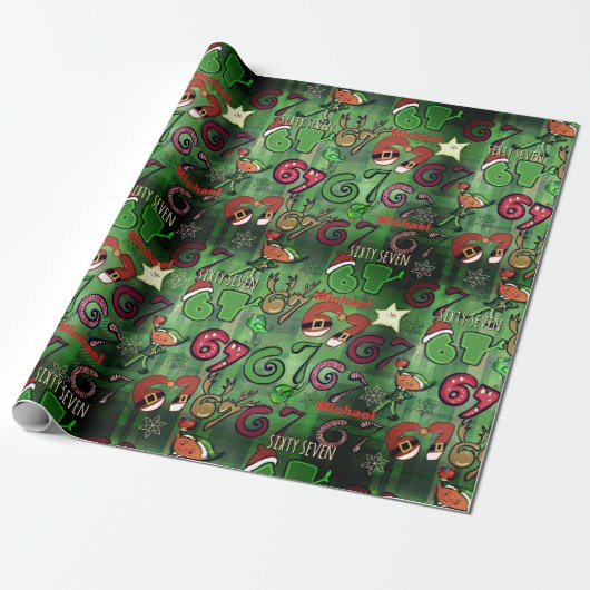Trendy Sixty Seven Wrapping Paper I Lucky 67 Cadeaupapier (Uitgerold)