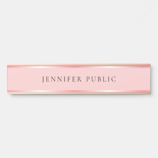 Trendy Sjabloonnaam Blush Roze en Rose Goud Home Deurbordje (Voorkant)